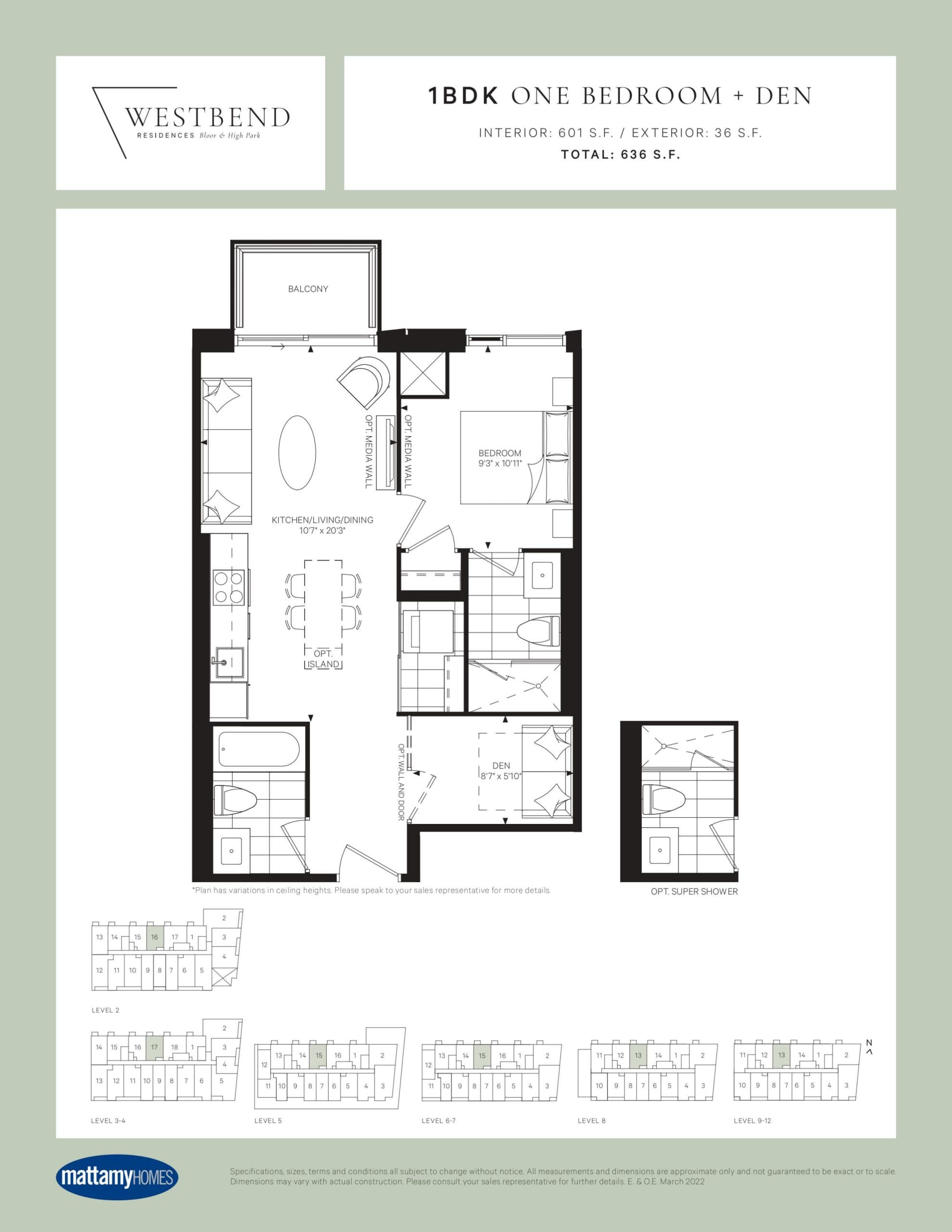1BDK Floor Plan at Westbend Residences Condos - 601 sq.ft