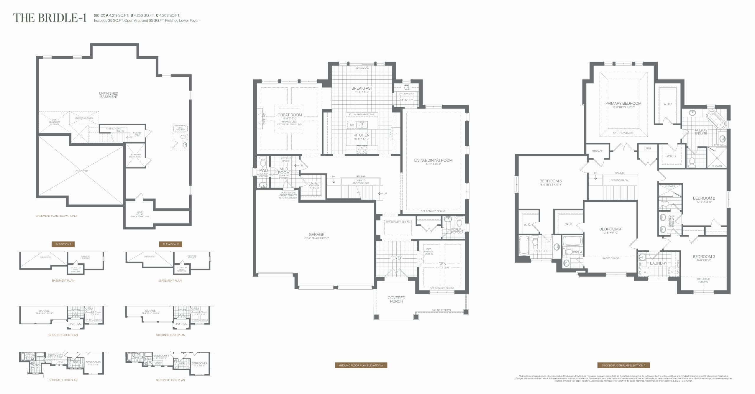 The Bridle 1 Floor Plan at Bayview Trail Aurora by Treasure Hill Homes - 4219 sq.ft