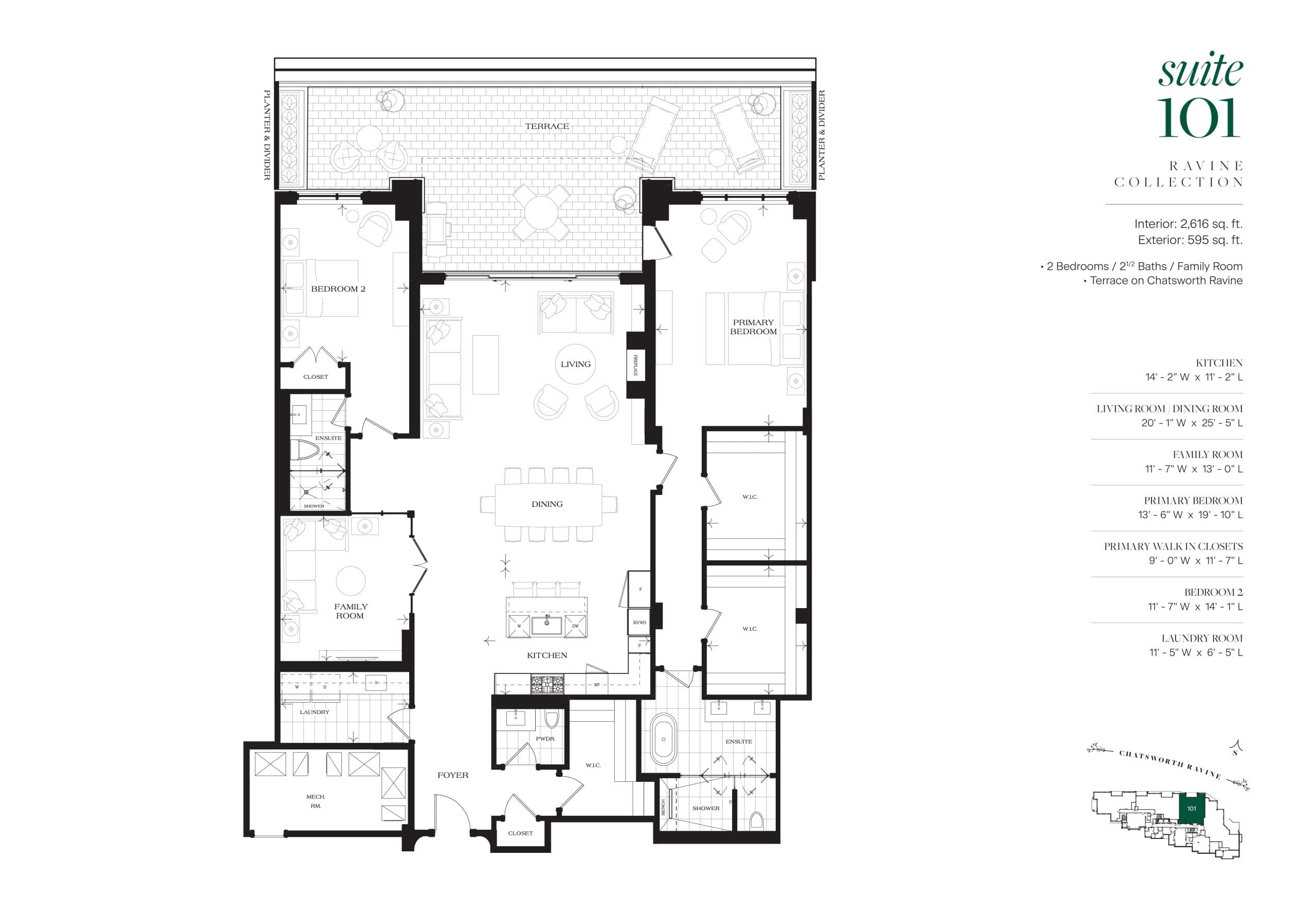 Suite 101 Floor Plan at The Chatsworth Condos - 2616 sq.ft
