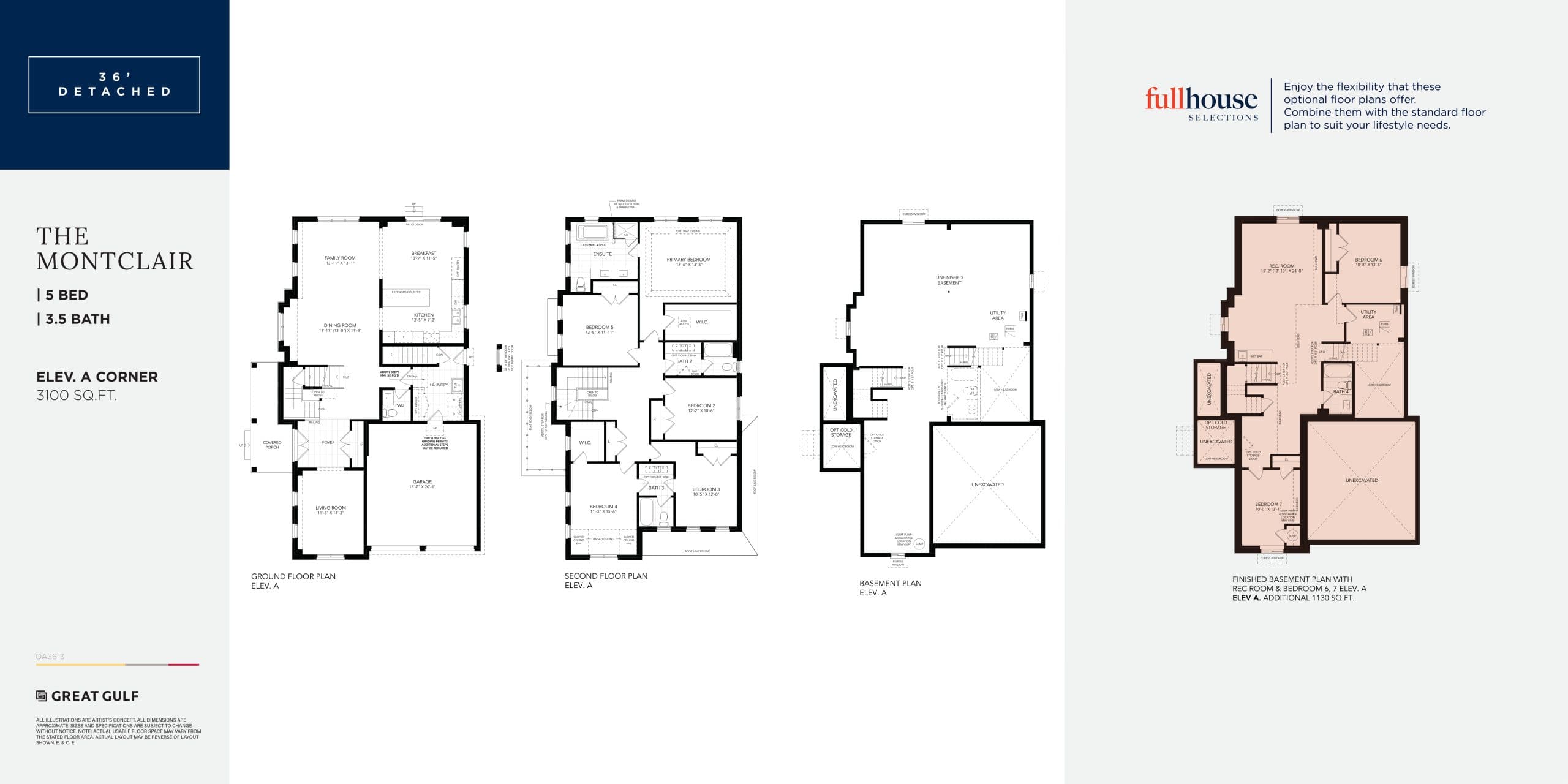 The Montclair Floor Plan at Oakpointe in Upper Joshua Creek Phase 2 by Great Gulf - 3100 sq.ft