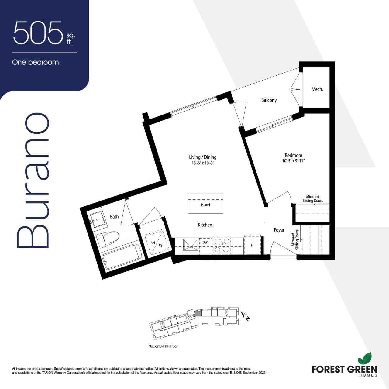 Burano Floor Plan at Vic Condos - 505 sq.ft