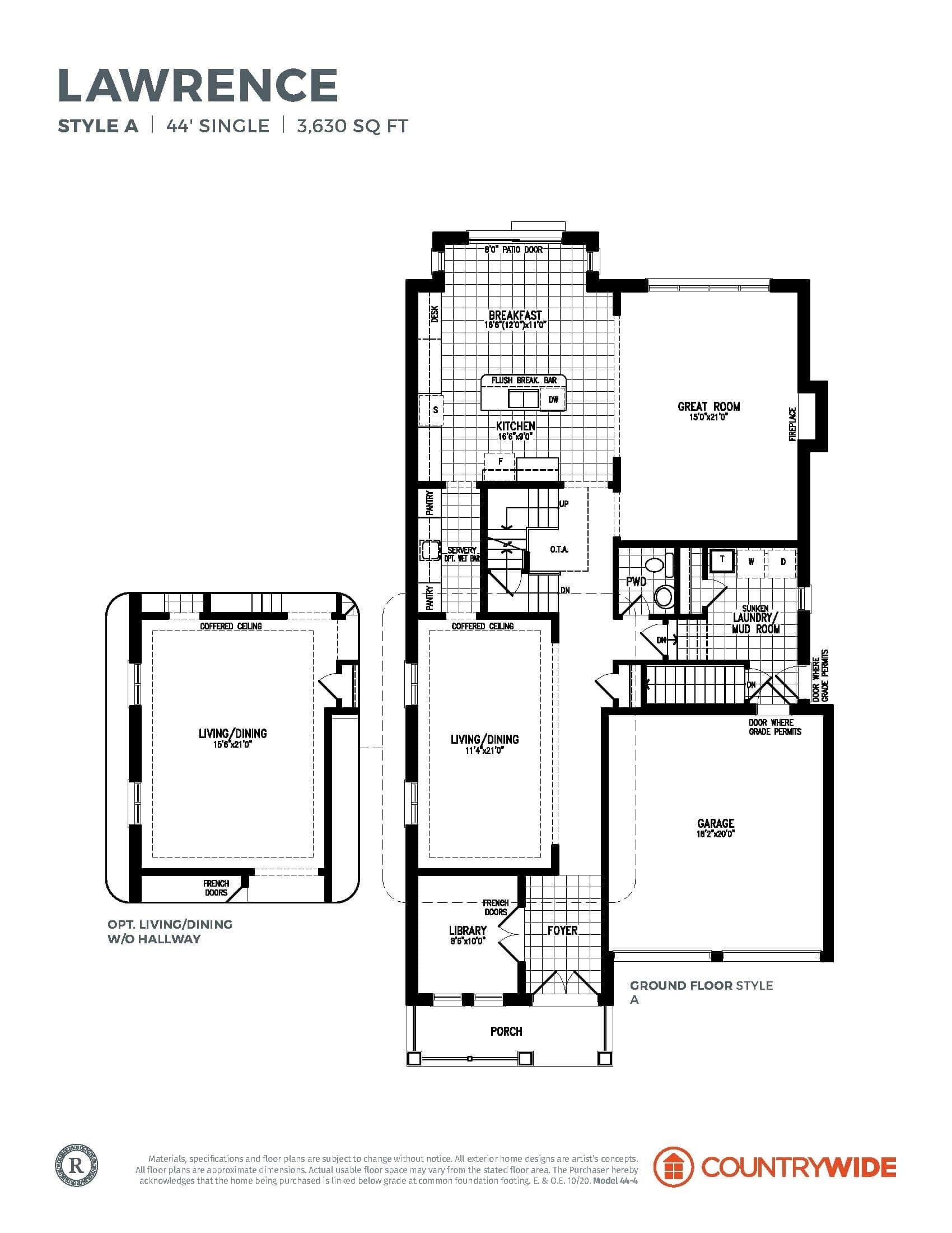 Lawrence - Style A Floor Plan at Castles of Caledon by CountryWide Homes - 3630 sq.ft