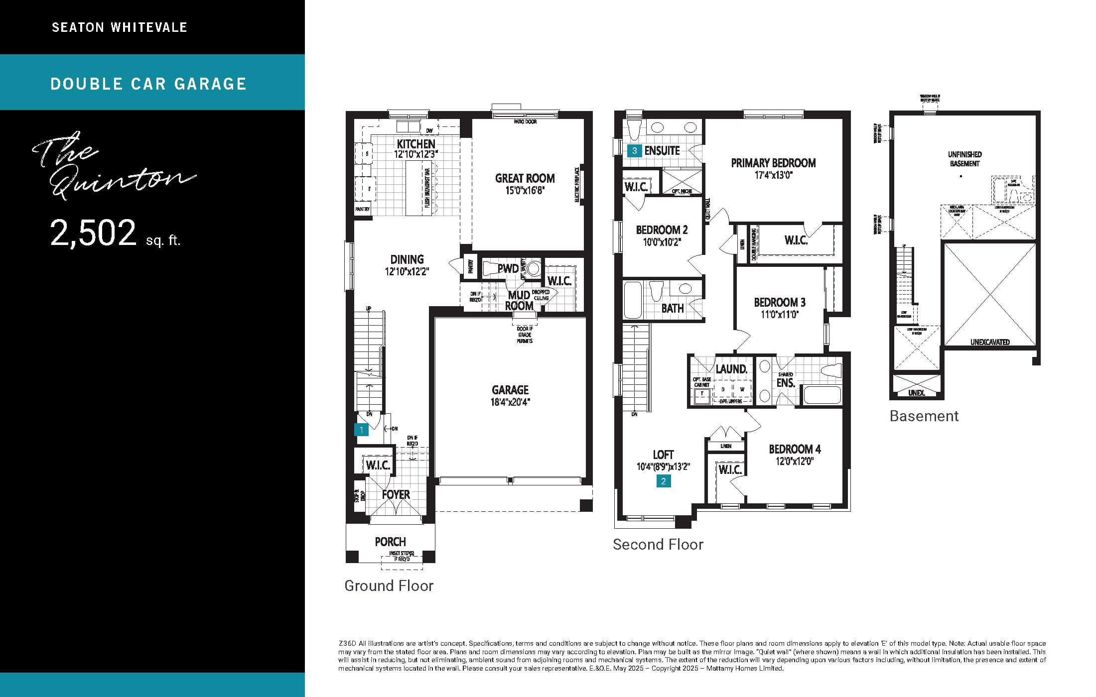 The Quinton Floor Plan at Seaton Whitevale Phase 6 - 2502 sq.ft