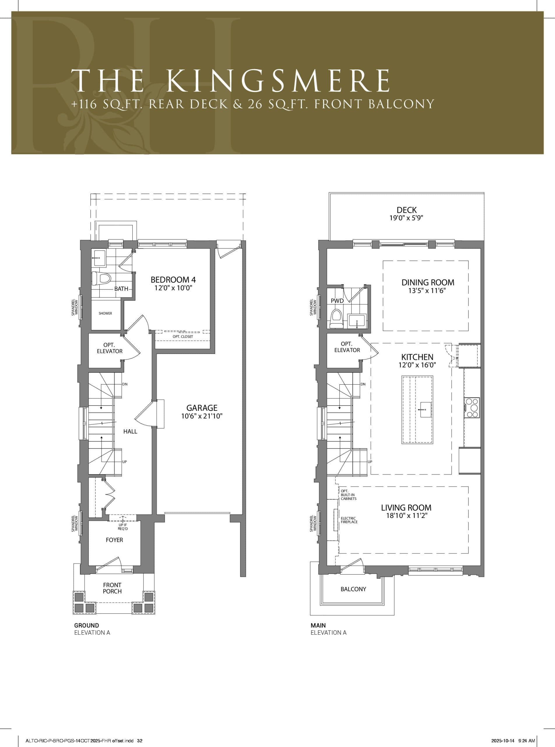 The Kingsmere Floor Plan at Richmond Hill Town Manors - 2867 sq.ft
